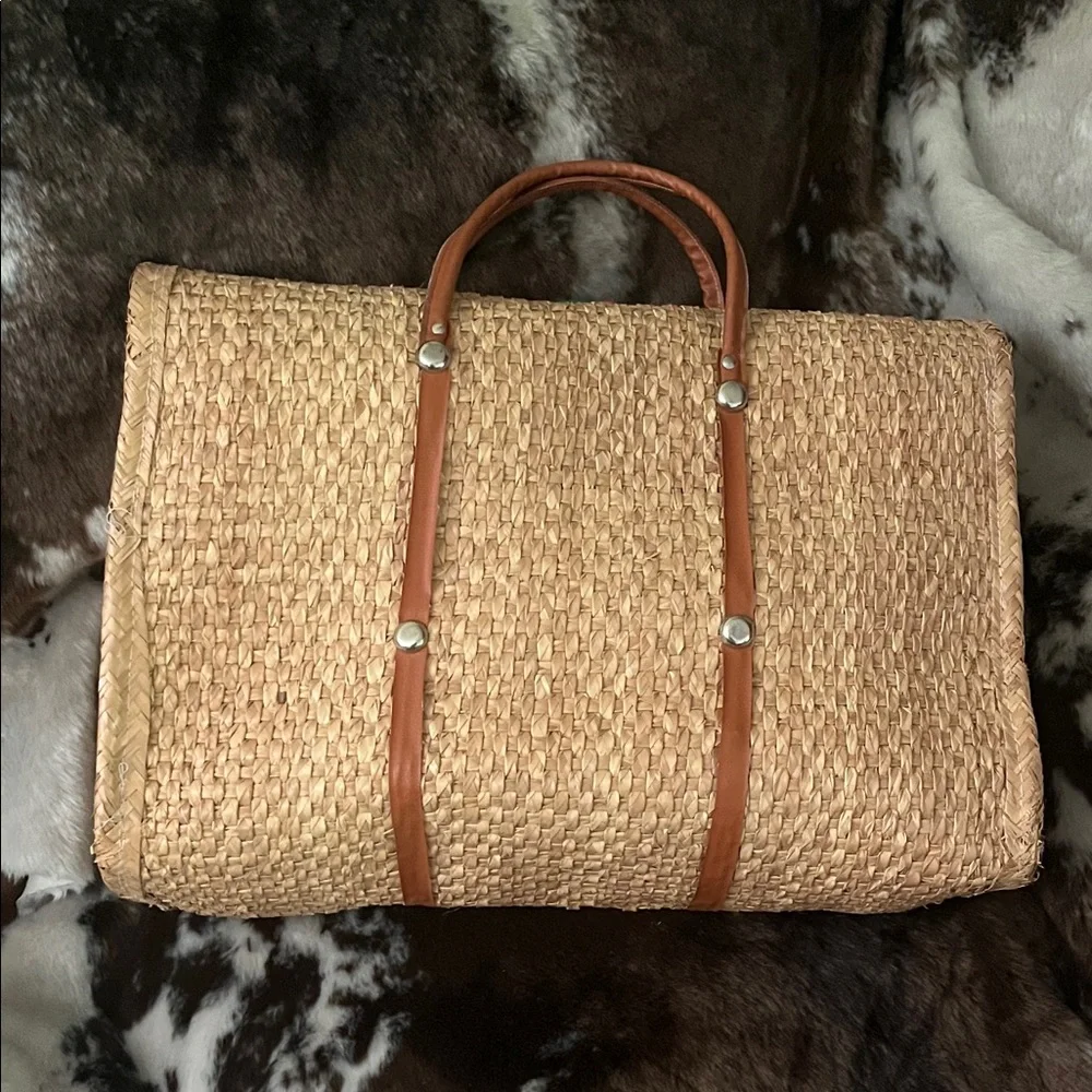 Colorful Embroidered Straw Tote Bag - Picture 2 of 4